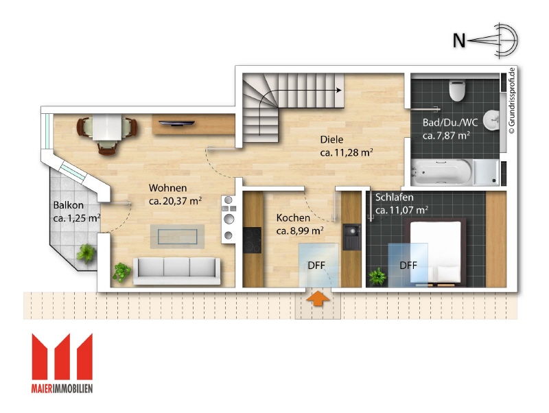 Ab 01.09.2026! Gepflegte 2-Zi-DG-Wohnung mit EBK und Außenstellplatz - Photo 1