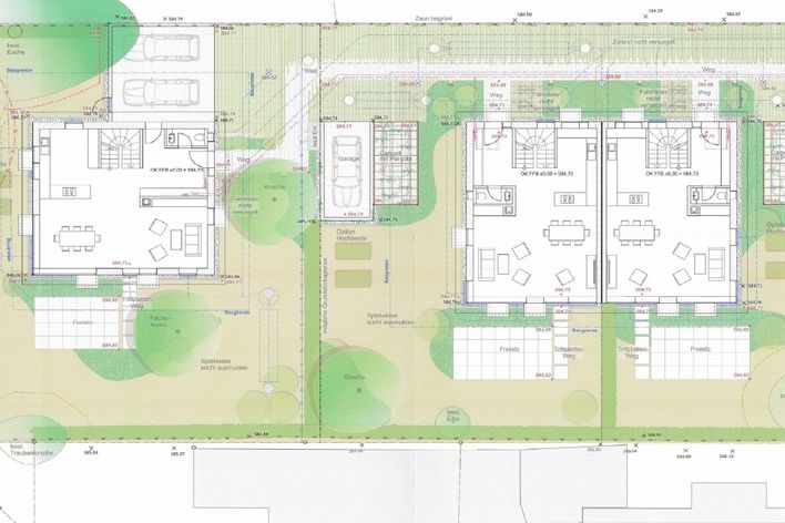 Building plot with building permit for a single-family house and a semi-detached house