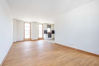 View from living room to kitchen